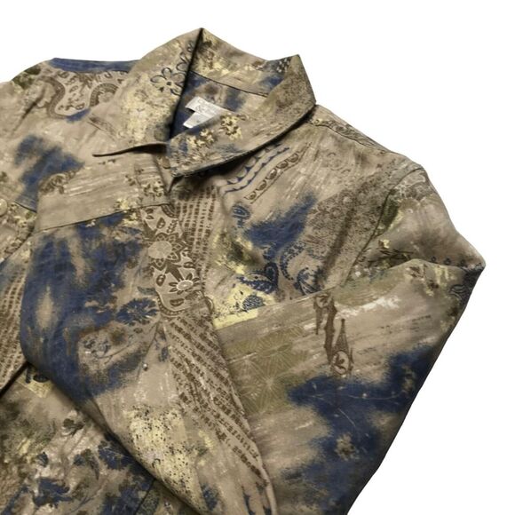 Christopher banks jacket womens size Medium front button collar floral‎ cotton - Picture 1 of 11